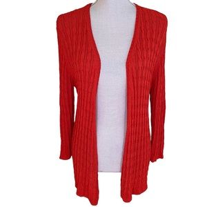 Chico's Red Open-Front Cardigan